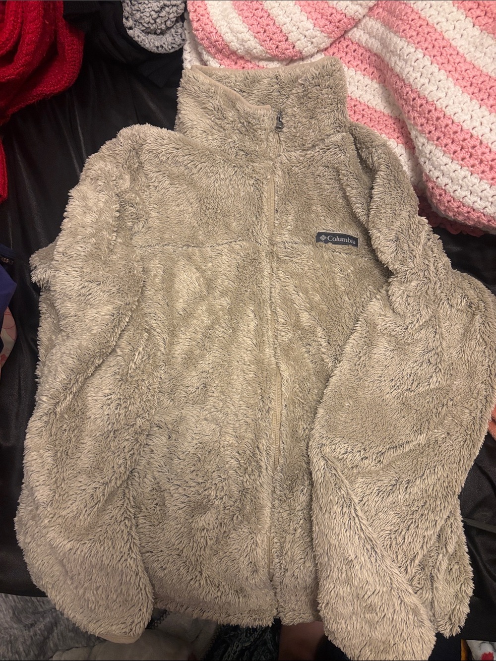 Columbia Plush Puffer Jacket in Taupe